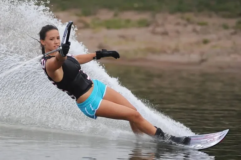Water skier performing a turn